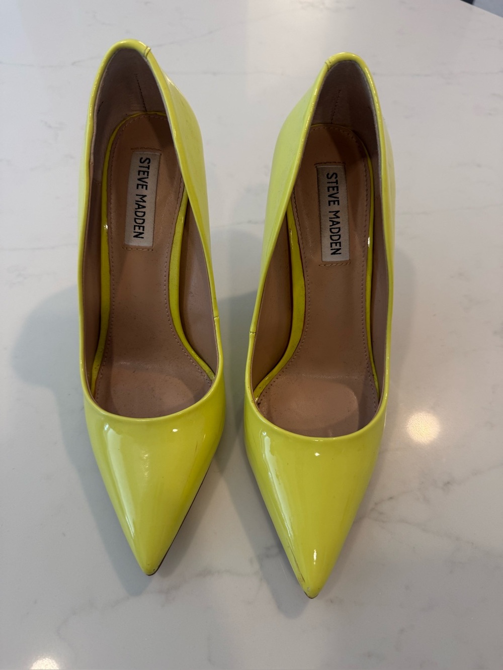 Steve Madden Neon Yellow Patent Pointed Pumps